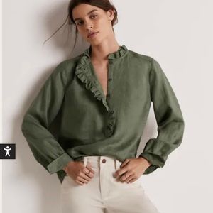 Boden ruffle linen popover blouse US2